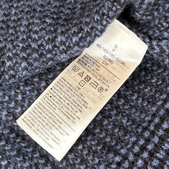 MEN’S Banana Republic Wool Blend Crew-Neck Sweater in Black & Navy, Size Small - Picture 14 of 14